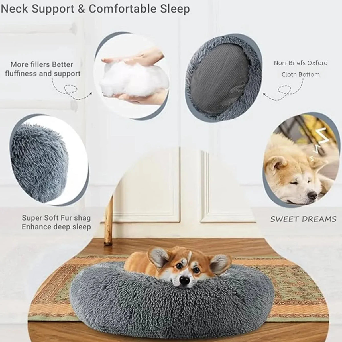 Round Plush Pet House Bed
